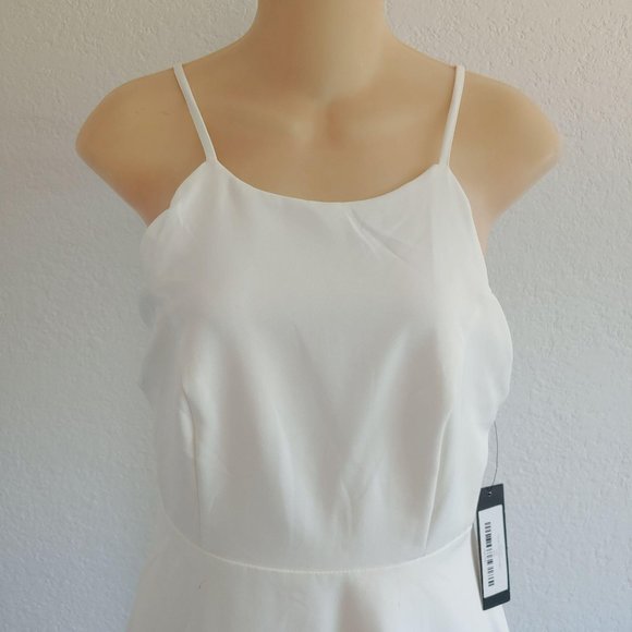 NEW Lulus Play On Curves Backless Strappy Mini Ivory Dress SMALL Scallop - Picture 5 of 8